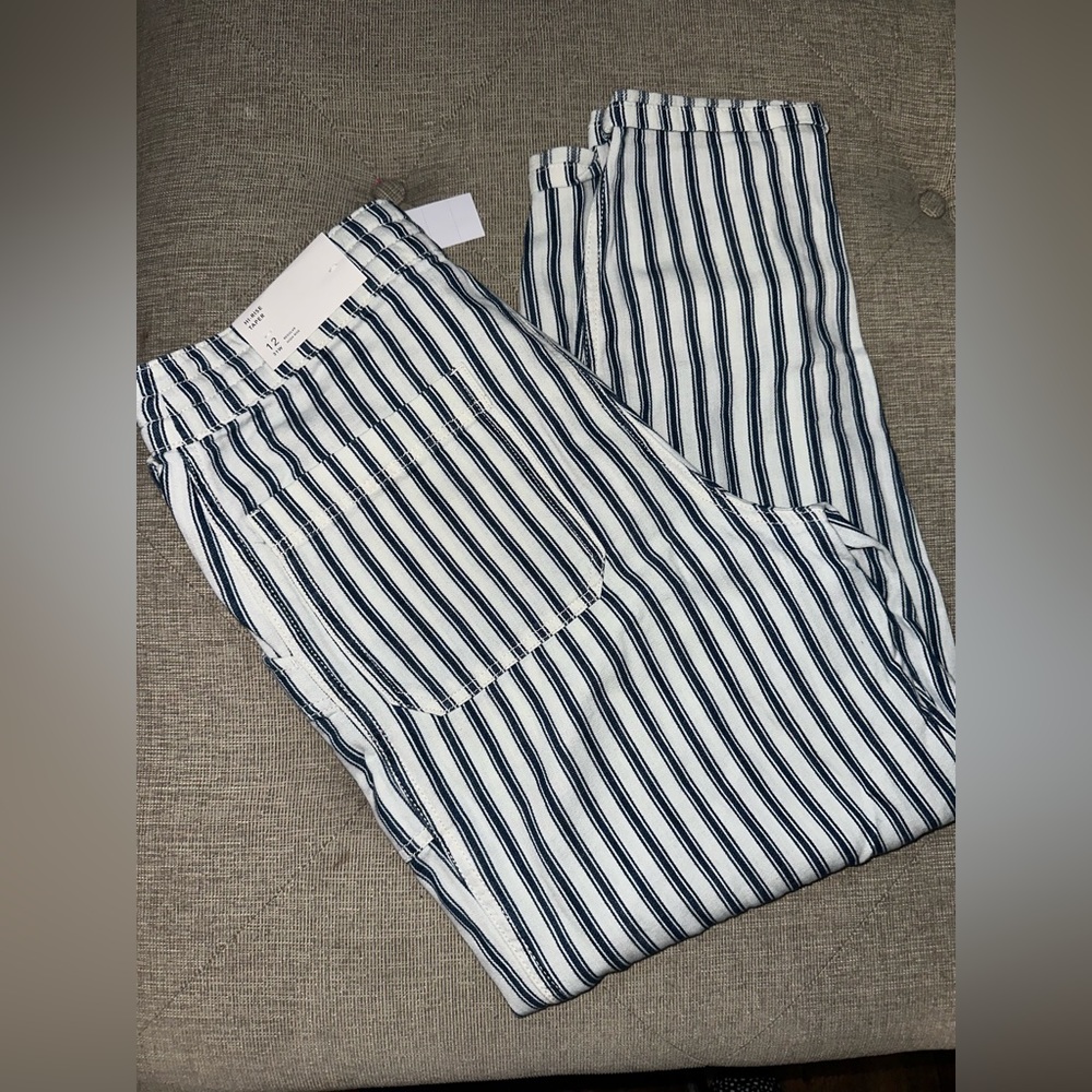 Hi-Rise Taper Cotton Striped Pants